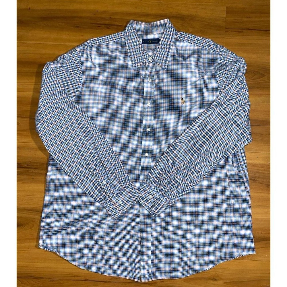Mens Polo Ralph Lauren Plaid Button-Front Casual Small Pony Dress Shirt